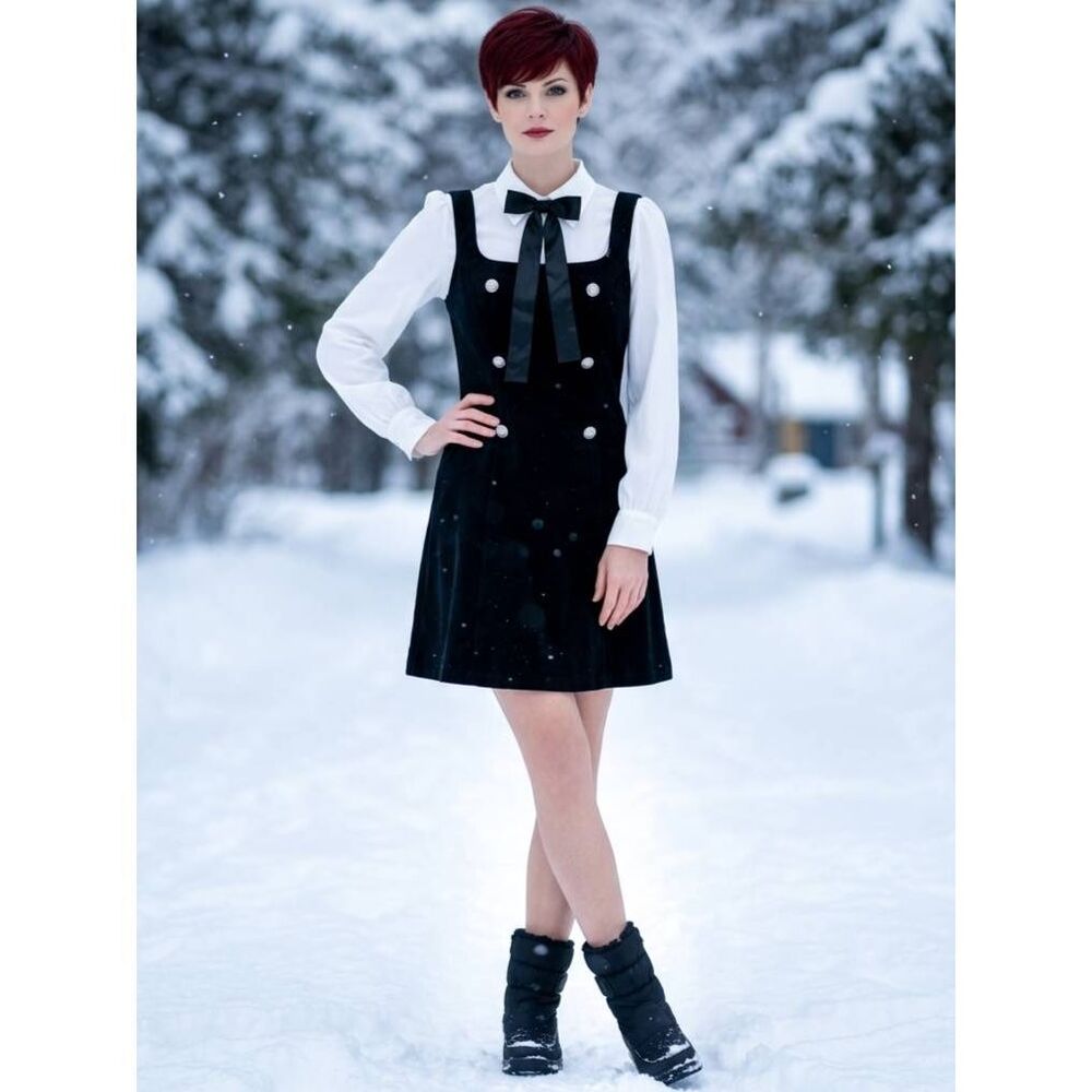 💬🩵🅰️NWT Black & White Long Sleeve Colorblock Dress Small
